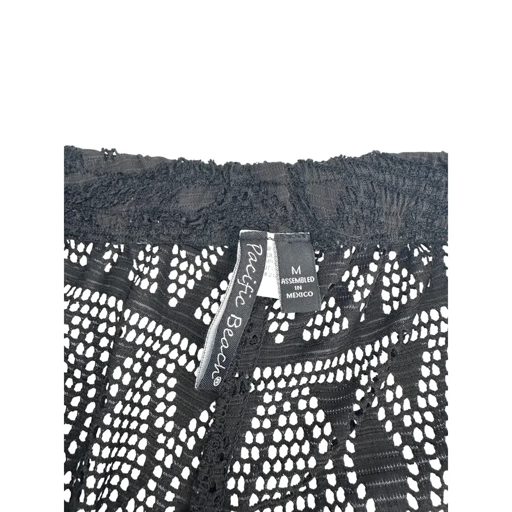 Pacific Beach Crochet Swim Cover Up Pants Womens Medium Black Drawstring Jogger